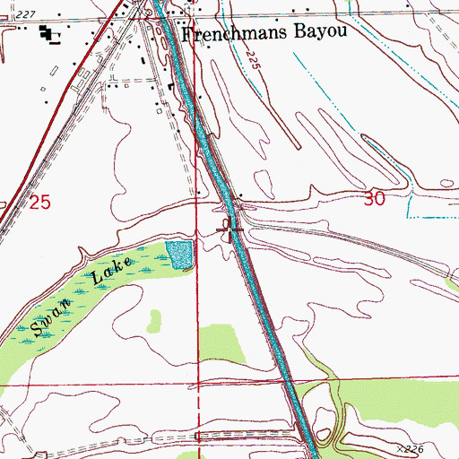 Topographic Map of Frenchmans Bayou, AR