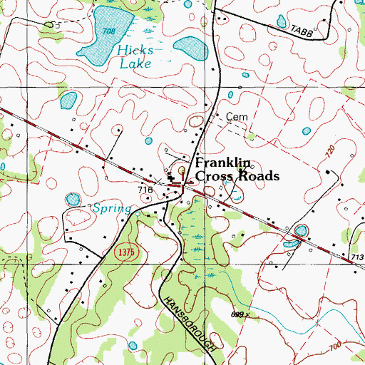 Topographic Map of Franklin Cross Roads, KY