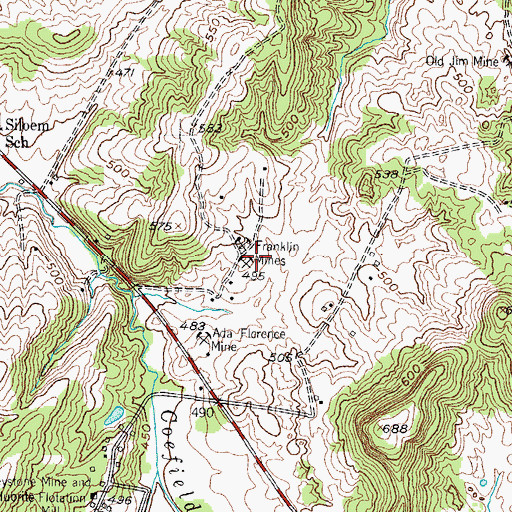 Topographic Map of Franklin Mines, KY