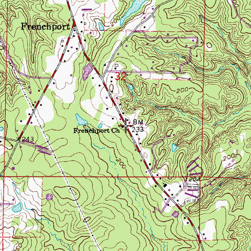 Topographic Map of Frenchport Church, AR