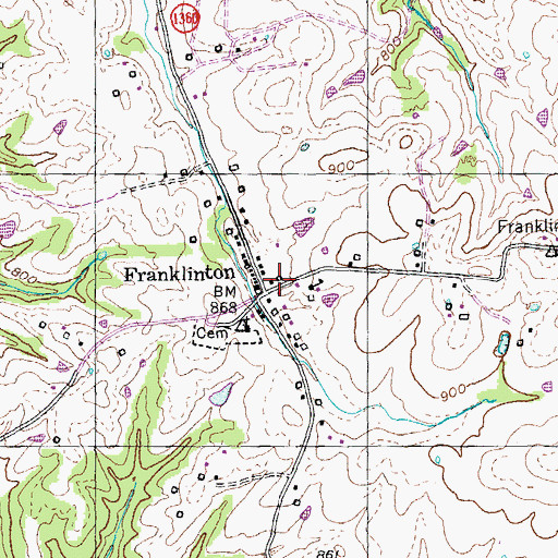 Topographic Map of Franklinton, KY