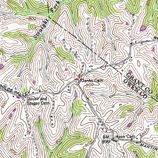 Topographic Map of Franks Cemetery, KY