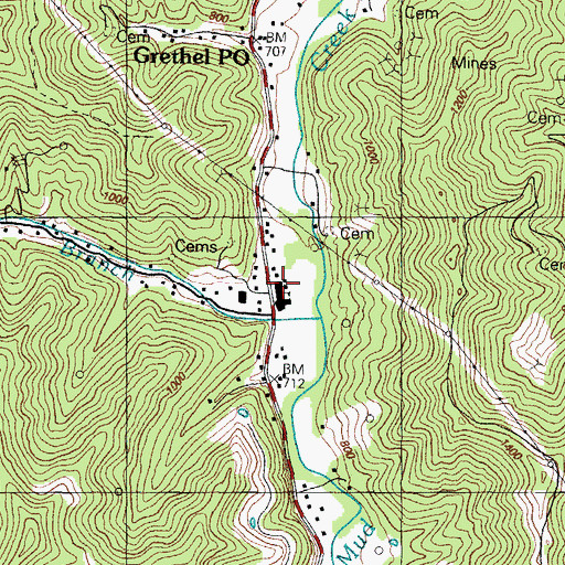 Topographic Map of Frasure Branch School, KY