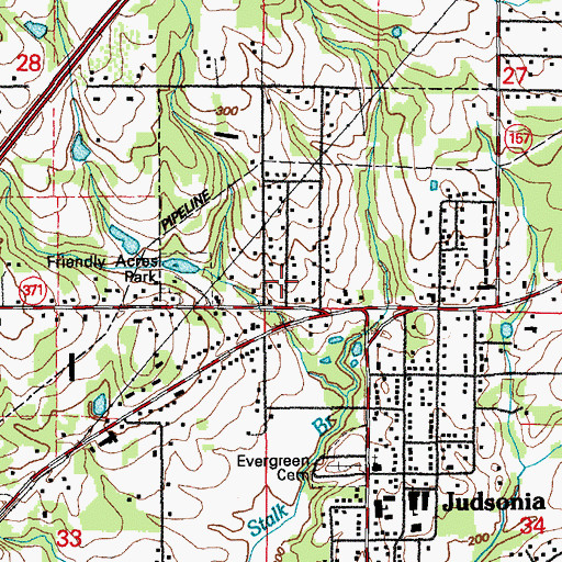 Topographic Map of Friendly Acres Park, AR