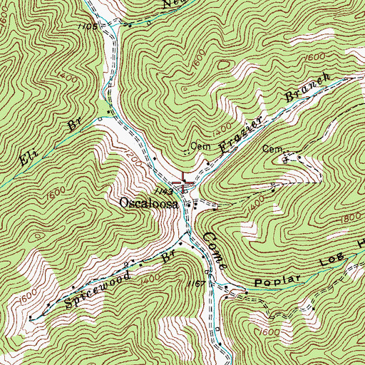 Topographic Map of Frazier Branch, KY