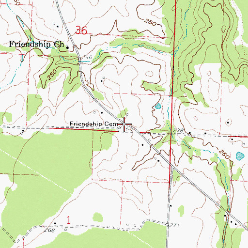 Topographic Map of Friendship Cemetery, AR