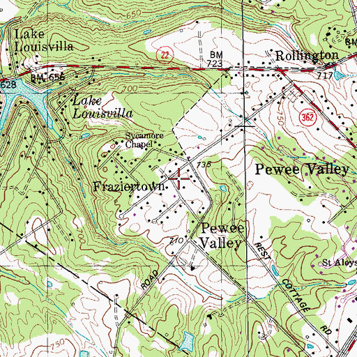 Topographic Map of Fraziertown, KY