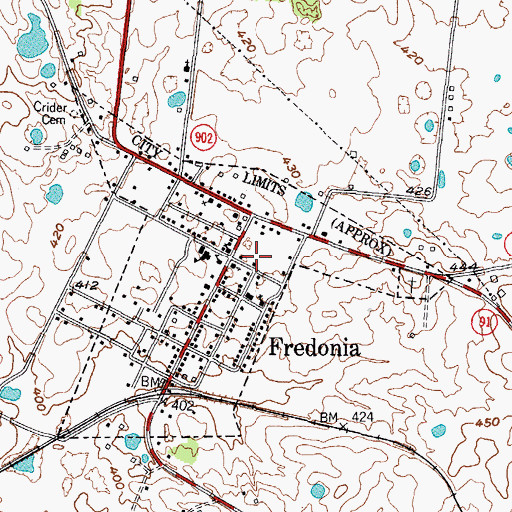 Topographic Map of Fredonia, KY