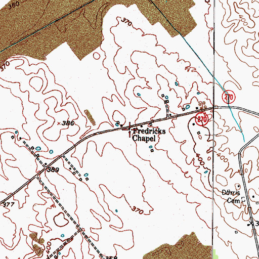 Topographic Map of Fredricks Chapel, KY