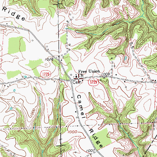 Topographic Map of Free Union Separate Baptist Church, KY