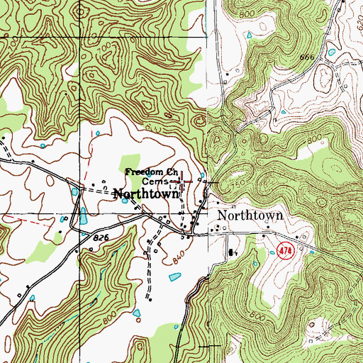 Topographic Map of Freedom Church, KY