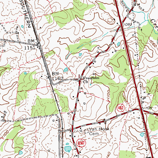 Topographic Map of Freedom Church, KY