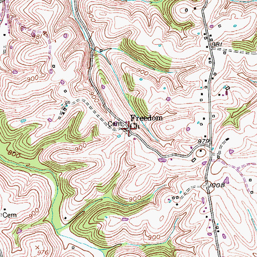 Topographic Map of Freedom Church, KY