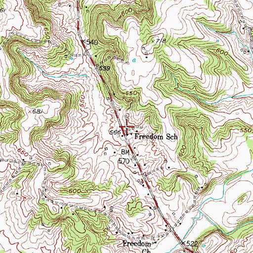 Topographic Map of Freedom School, KY