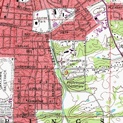 Topographic Map of Friendship Cemetery, AR