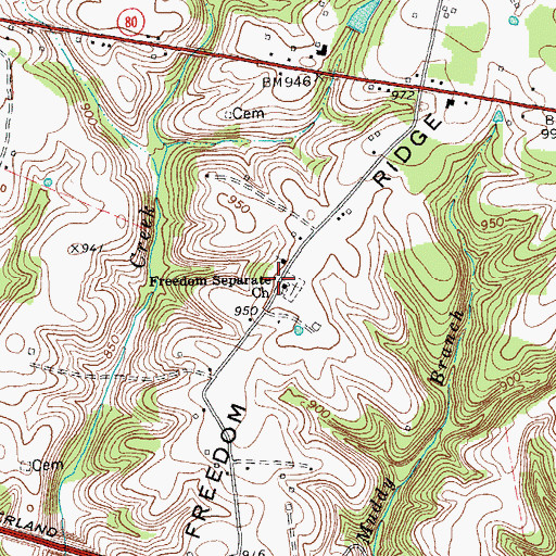 Topographic Map of Freedom Separater Church, KY