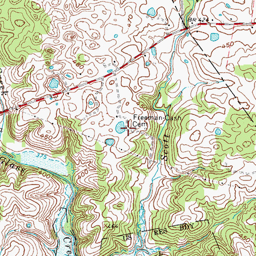 Topographic Map of Freeman-Cash Cemetery, KY