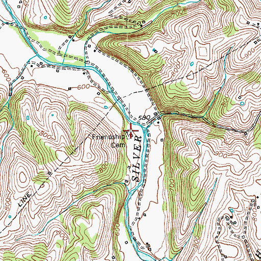 Topographic Map of Freindship Cemetery, KY