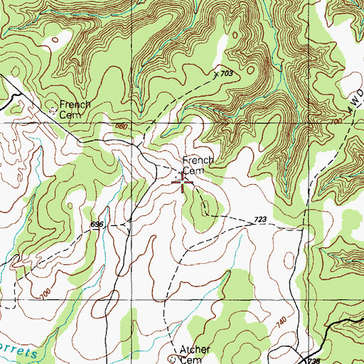 Topographic Map of French Cemetery, KY