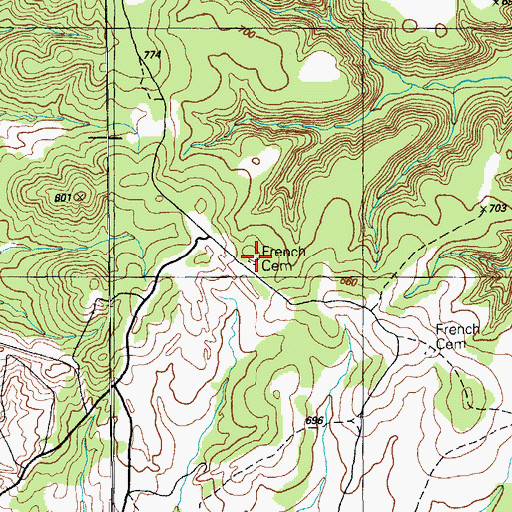 Topographic Map of French Cemetery, KY