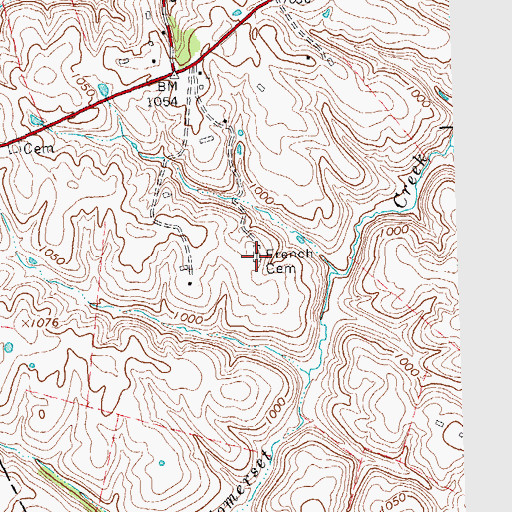 Topographic Map of French Cemetery, KY