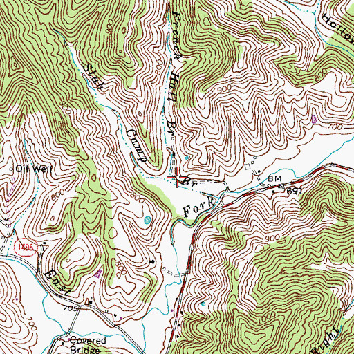 Topographic Map of French Hall Branch, KY