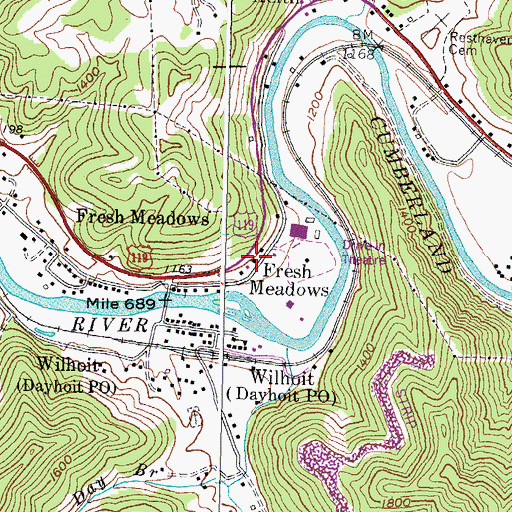 Topographic Map of Fresh Meadows, KY