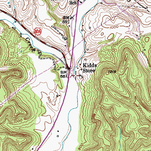 Topographic Map of Frey Creek, KY