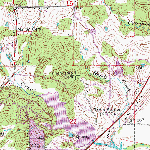 Topographic Map of Friendship Cemetery, AR