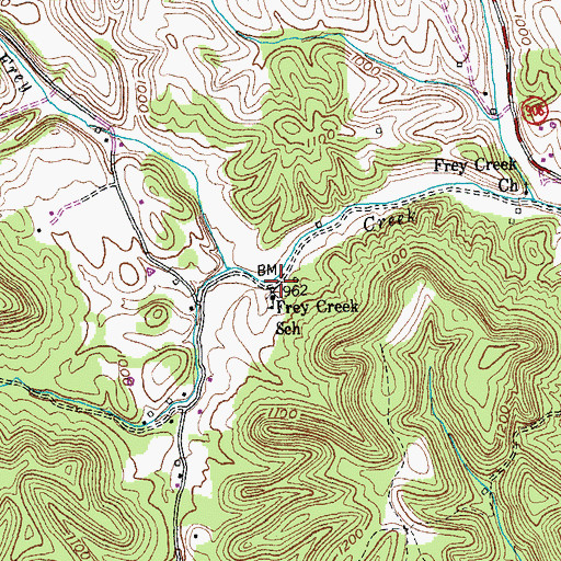 Topographic Map of Frey Creek School, KY