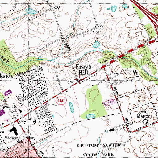 Topographic Map of Freys Hill, KY