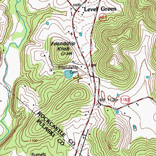 Topographic Map of Friendship Cemetery, KY