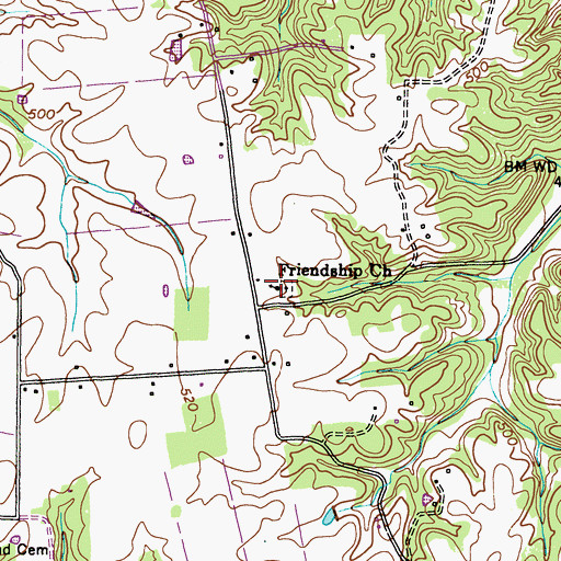 Topographic Map of Friendship Church, KY