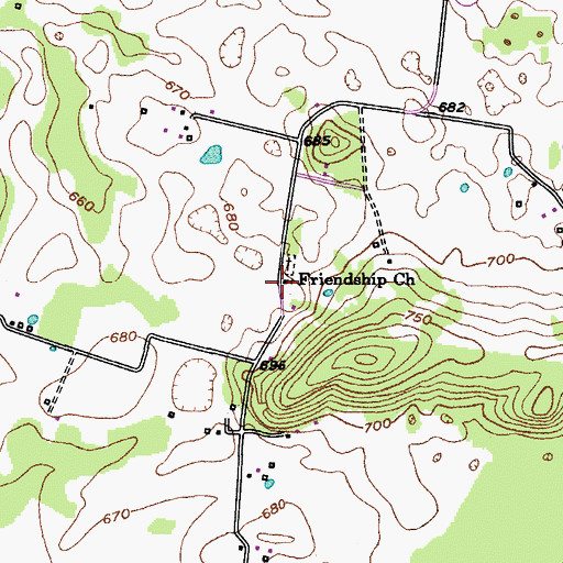 Topographic Map of Friendship Church, KY