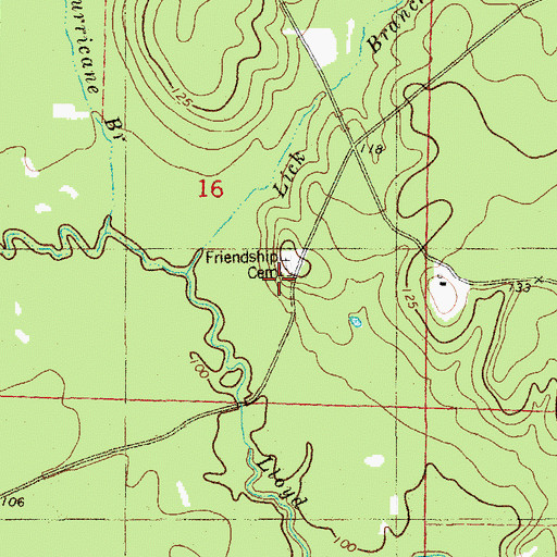 Topographic Map of Friendship Cemetery, AR
