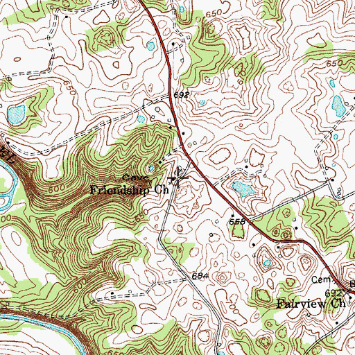 Topographic Map of Friendship Church, KY