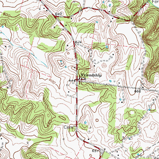 Topographic Map of Friendship Church, KY