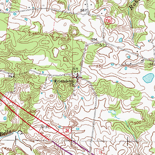 Topographic Map of Friendship Church, KY