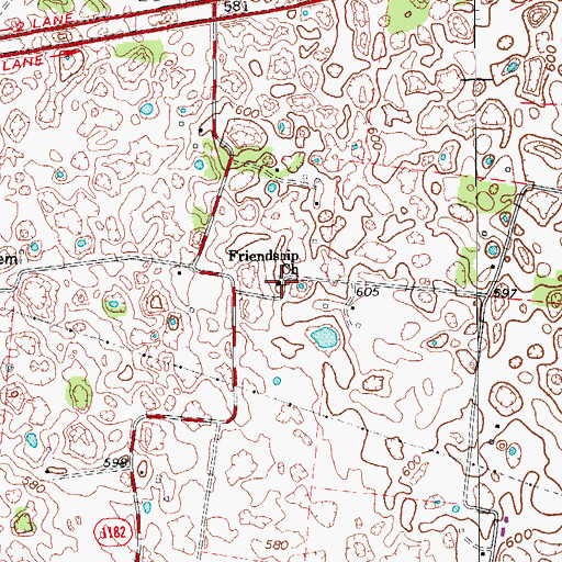 Topographic Map of Friendship Church, KY