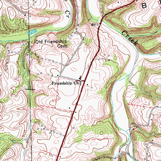 Topographic Map of Friendship Baptist Church, KY