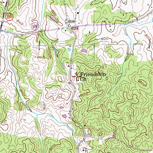 Topographic Map of Friendship Church, KY