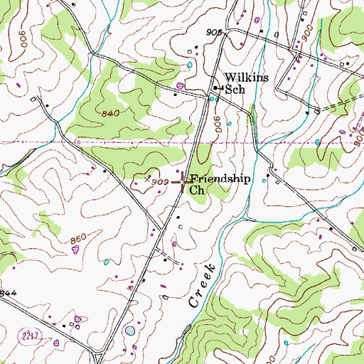 Topographic Map of Friendship Church, KY