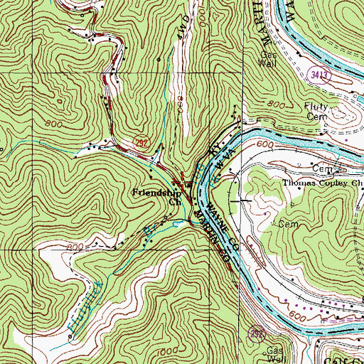 Topographic Map of Friendship Church, KY