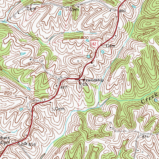 Topographic Map of Friendship Church, KY