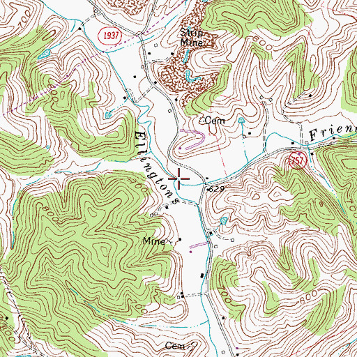 Topographic Map of Friendship Creek, KY