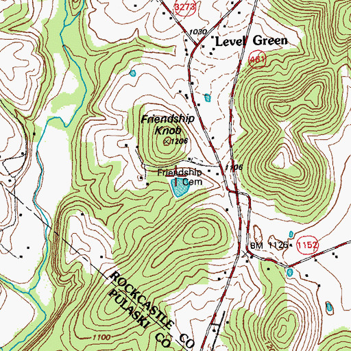 Topographic Map of Friendship Knob, KY