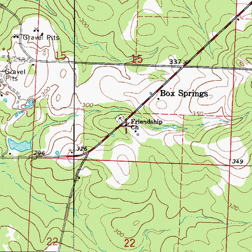 Topographic Map of Friendship Church, AR
