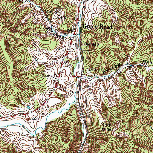 Topographic Map of Frisby Branch, KY