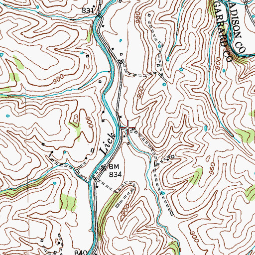 Topographic Map of Frog Branch, KY