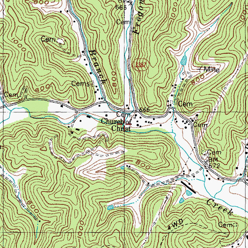 Topographic Map of Frogonery Branch, KY